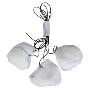 Gazetampon, med snor og r�ntgentr�d, 20x20 mm, pakket med 3 stk., steril *Denne vare tages ikke retur*