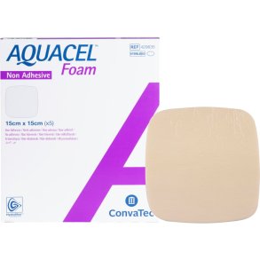 Skumbandage, Aquacel Foam, 15x15cm, m/fiberkontaktlag, u/kl�b, latexfri, steril, engangs *Denne vare tages ikke retur*