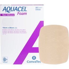 Skumbandage, Aquacel Foam, 20x15cm, m/fiberkontaktlag, u/kl�b, latexfri, steril, engangs *Denne vare tages ikke retur*
