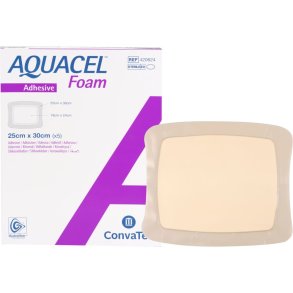 Skumbandage, Aquacel Foam, 30x25cm, m/fiberkontaktlag og silikonekl�b, latexfri, steril, engangs *Denne vare tages ikke retur*