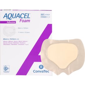 Skumbandage, Aquacel Foam, 16,9x20cm, sakral, m/fiberkontaktlag og silikonekl�b, latexfri, steril, engangs *Denne vare tages ikke retur*