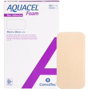 Skumbandage, Aquacel Foam, 20x10cm, m/fiberkontaktlag, u/kl�b, latexfri, steril, engangs *Denne vare tages ikke retur*