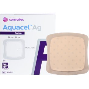 S�lvbandage, Aquacel Ag Foam, 21x21cm, m/fiberkontaktlag og silikonekl�b, latexfri, steril, engangs *Denne vare tages ikke retur*