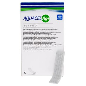 S�lvbandage, Aquacel Ag+ band, 45x2cm, latexfri, uden kl�ber, steril, engangs *Denne vare tages ikke retur*