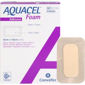Skumbandage, Aquacel Foam, 13x8cm, med silikonekl�bekant, latexfri, steril, engangs *Denne vare tages ikke retur*