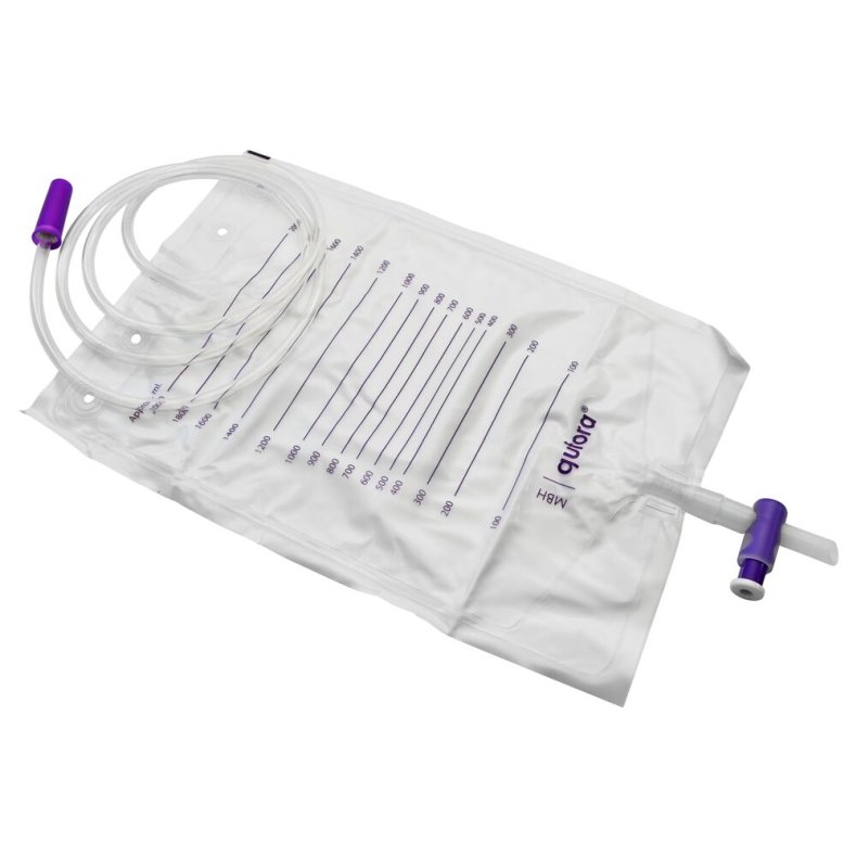Urinpose, sengepose, Qufora, 130cm, 2000 ml, etkammer, CV/NRV, singlepak