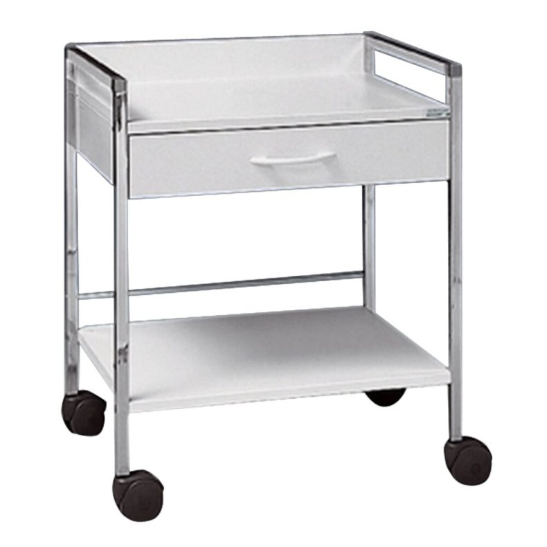 Klinikbord, Variocar 45, 45x49x70,5cm, hvid, med hjul og 1 skuffe *Denne vare tages ikke retur*