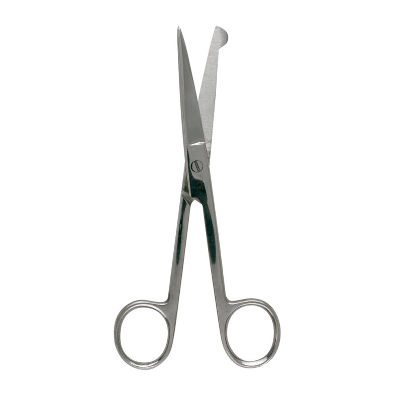 Sygeplejesaks, 13cm, rustfrit st�l, lige, spids/stump, m/knop, usteril