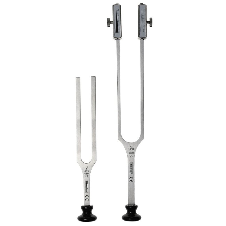 Stemmegaffel, Rydel-Seiffer, rustfrit st�l, 64/128Hz, med d�mpere og afl�sningsskala *Denne vare tages ikke retur*