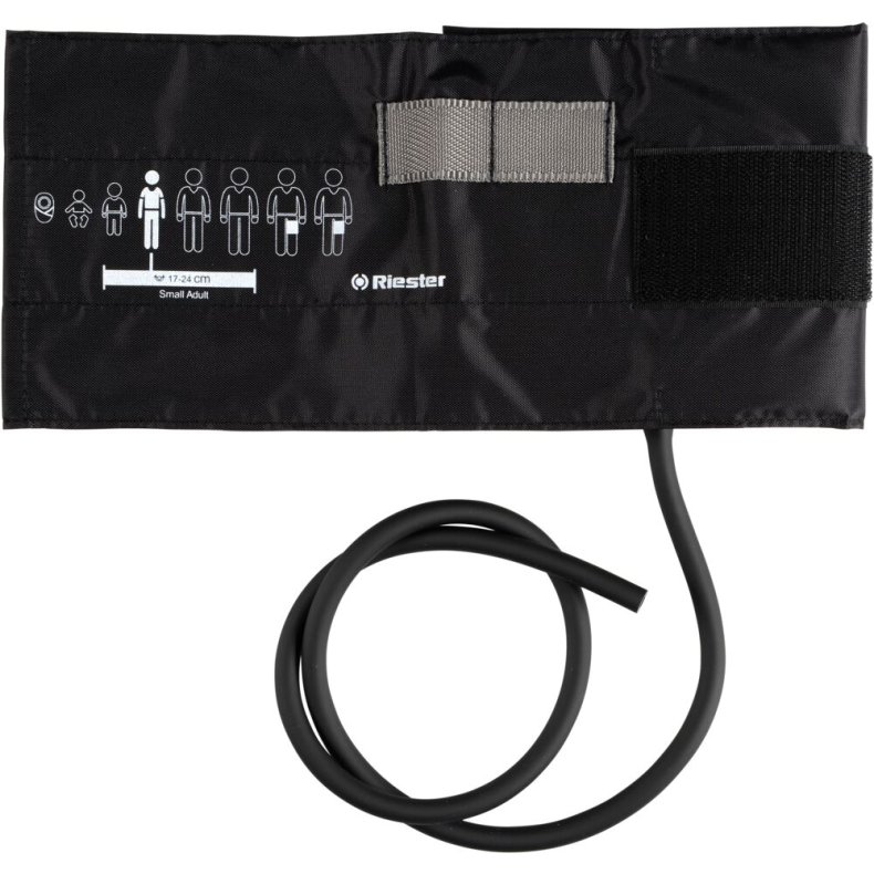 Manchet, Riester, sort, med 1 slange, barn/lille voksen, � 17-26 cm