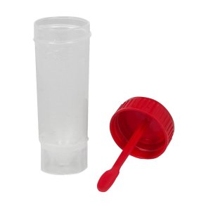 F�cespr�ver�r, 30 ml, PP, med ske og skruel�g *Denne vare tages ikke retur*