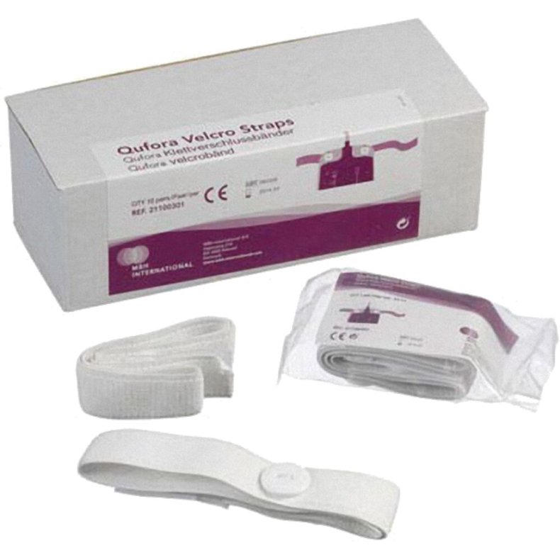 Fikseringsb�nd, Qufora, 60x3cm, 2 stk. pr. pose, med knapper, usteril