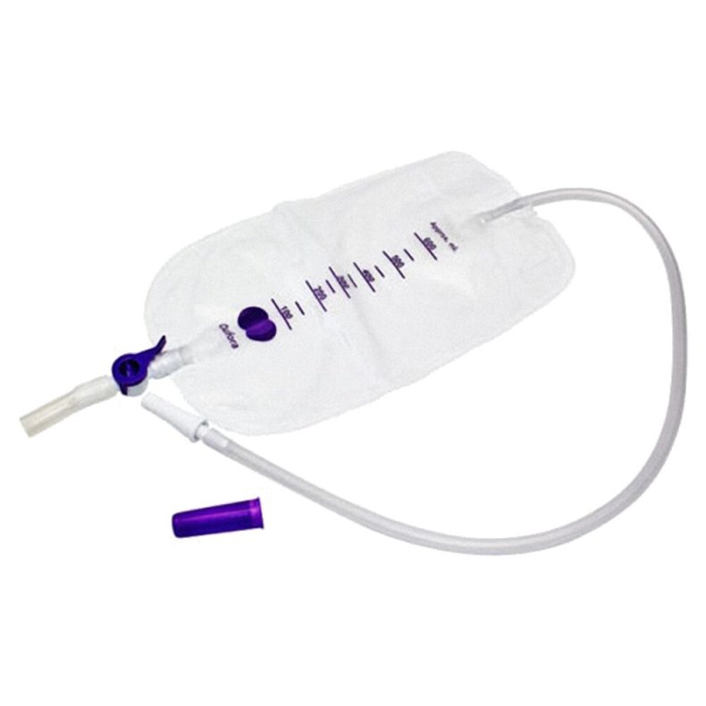 Urinpose, benpose, Qufora, 50cm, 600 ml, etkammer, DV/NRV, NW bagside, just�rbar slange, nattilkobling, singlepak