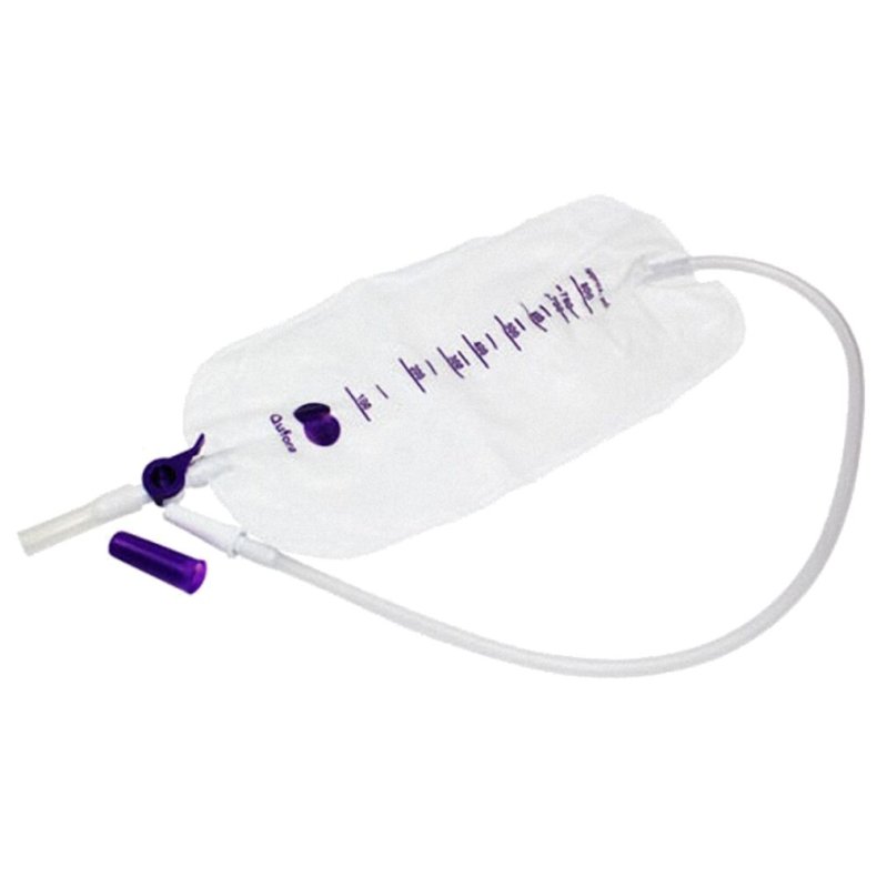 Urinpose, benpose, Qufora, 50cm, 800 ml, etkammer, DV/NRV, NW bagside, just�rbar slange, nattilkobling, singlepak