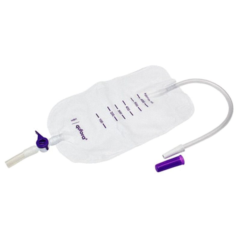 Urinpose, benpose, Qufora, 30cm, 600 ml, etkammer, DV/NRV, NW bagside, nattilkobling, singlepak