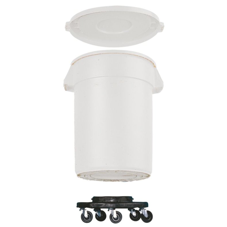 Affaldsspand, Rubbermaid Brute, hvid, plast, 75.7 l, med hjul og l�g, til tungt affald