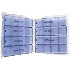 Doserings�ske, Medimax, transparent, uges�t og 1 blank i plastkuvert, inkl. medicinkort. Morgen, Middag, Aften, Nat