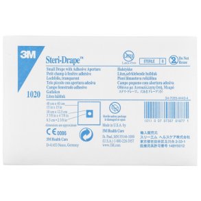 Afd�kningsstykke, Steri-Drape 1020, 40x40cm, transparent, med kl�b, rundt hul � 6,3 cm, steril, engangs *Denne vare tages ikke retur*