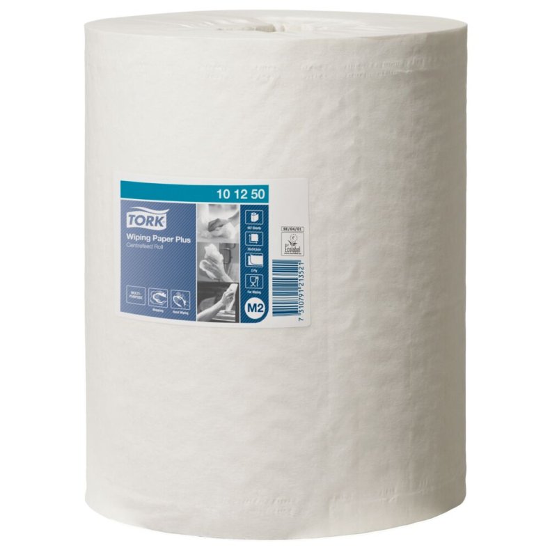 H�ndkl�derulle, Tork M2 Plus, 2-lags, Midi, 160m x 24,5cm, �19cm, hvid, blandingsfibre, uden hylse