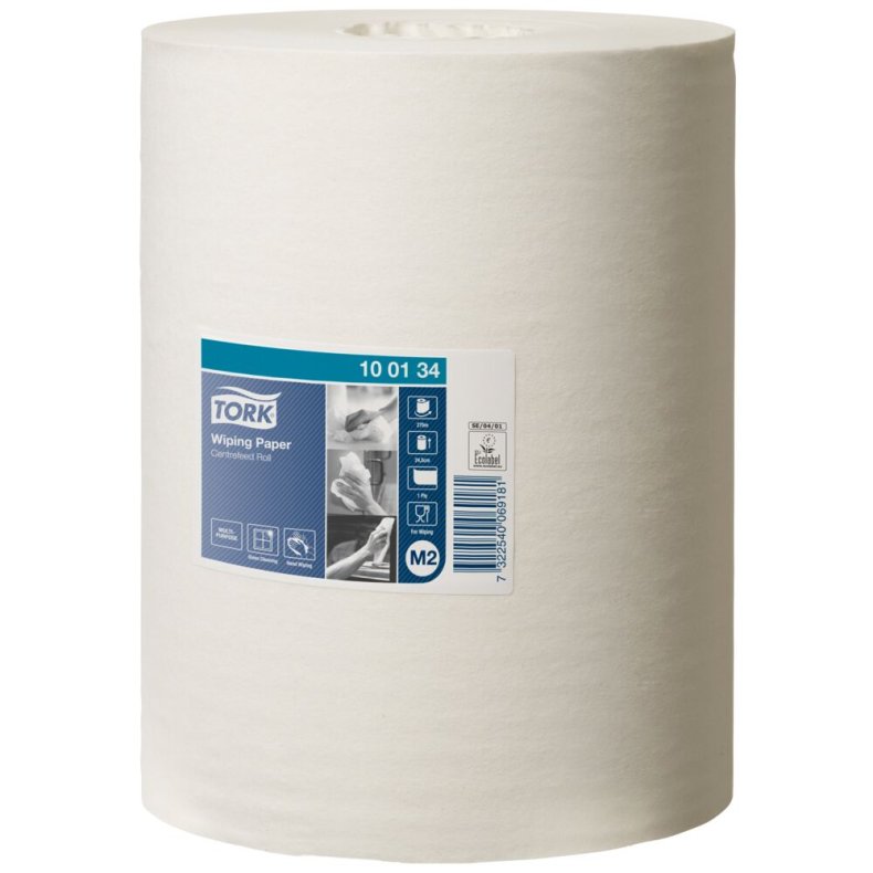 H�ndkl�derulle, Tork M2 Standard, 1-lags, Midi, 275m x 24,5cm, �19cm, hvid, blandingsfibre, uden hylse