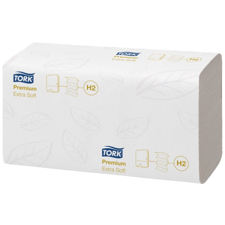 H�ndkl�deark, Tork Xpress H2 Premium, 2-lags, W-fold, 34x21,2cm, 8,5 cm, hvid, nyfiber, TRD