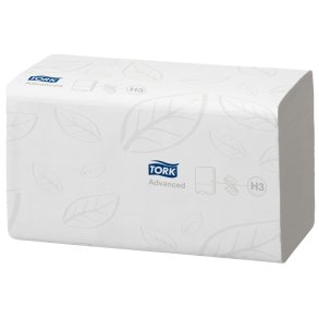 H�ndkl�deark, Tork H3 Advanced, 2-lags, V-fold, 23x24,8cm, 11,5 cm, hvid, blandingsfibre