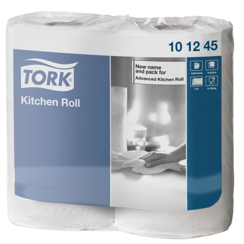 K�kkenrulle, Tork Plus, 2-lags, 38,6m x 20,9cm, �12cm, hvid, genanvendt papir