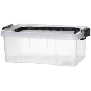 Plastikkasse, 11,5 l, klar, med l�g inkl. hank