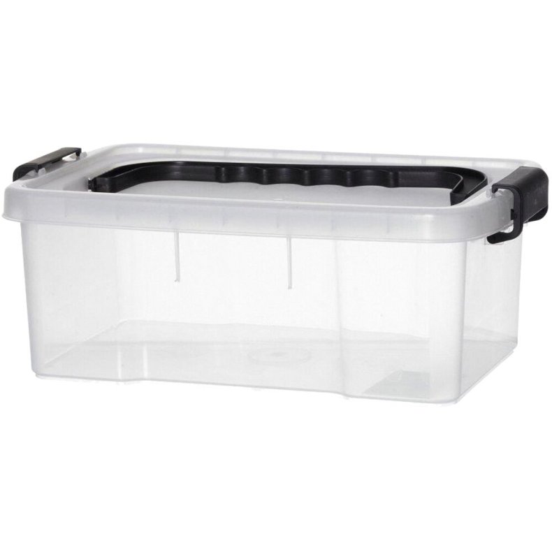 Plastikkasse, 11,5 l, klar, med l�g inkl. hank