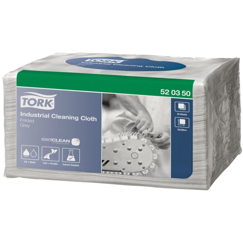 Industriaft�rring, Tork W8, 1-lags, 38,5x32cm, 19,3 cm, gr�, cellulose/PET/PP