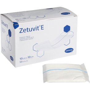 Bandage, absorberende, Zetuvit E, 10x10cm, uden kl�ber, usteril