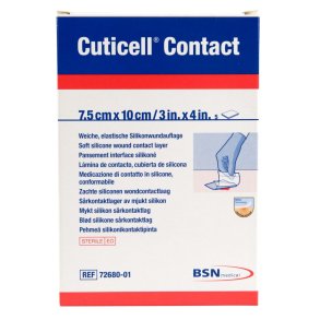 S�rkontaktlag, Cuticell Contact, 10x7,5cm, med silikonekl�ber, latexfri, steril *Denne vare tages ikke retur*