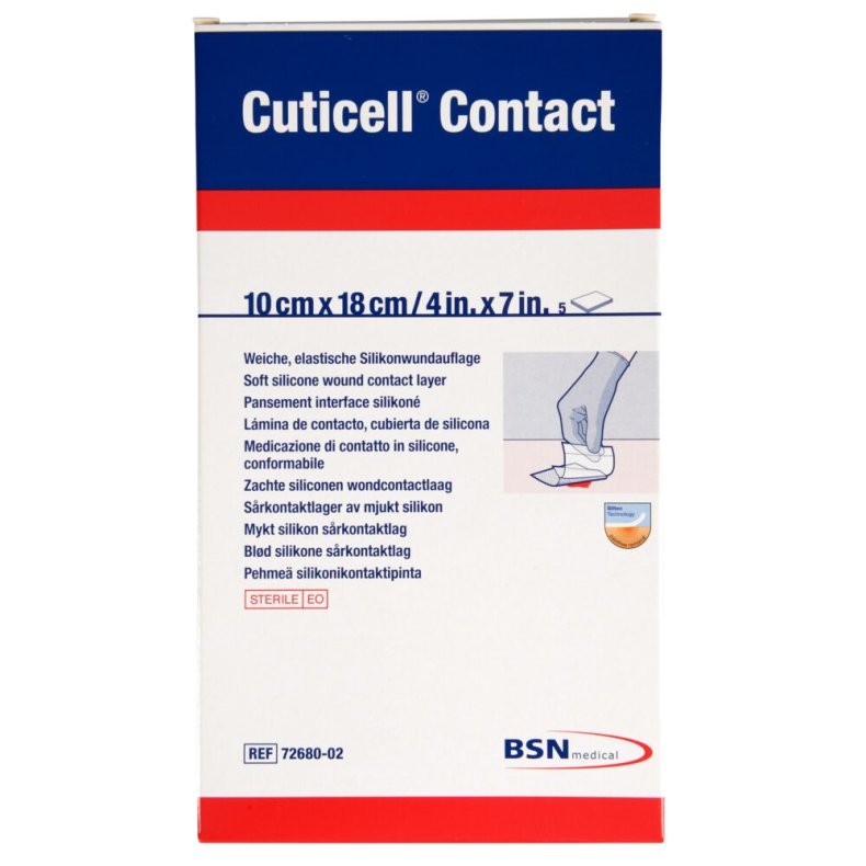 S�rkontaktlag, Cuticell Contact, 18x10cm, med silikonekl�ber, latexfri, steril *Denne vare tages ikke retur*