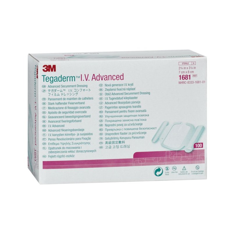 IV-fiksering, Tegaderm I.V. Advanced, 8x7cm, transparent, latexfri, steril *Denne vare tages ikke retur*