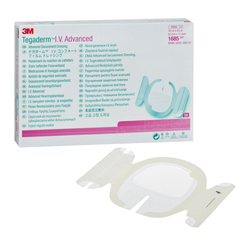 IV-fiksering, Tegaderm I.V. Advanced, 11,5x8,5cm, transparent, latexfri, steril *Denne vare tages ikke retur*