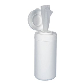 Dispenser, 8,5x19cm, �8,5cm, med l�g til s�de- og desinficerende servietter