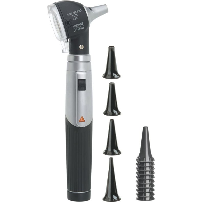 Otoskop, HEINE, mini 3000, LED, F.O. inkl. h�ndtag og �retragte