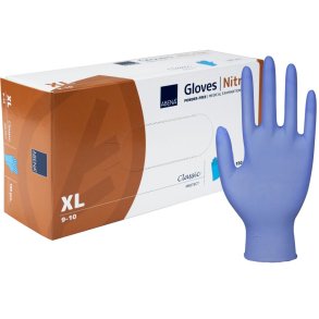 Unders�gelseshandske, ABENA Classic, XL, bl�, nitril, pudderfri