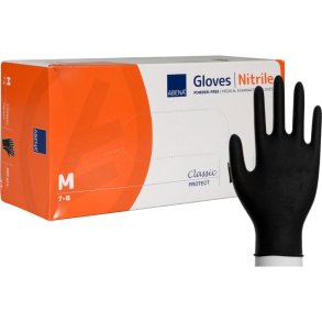 Unders�gelseshandske, ABENA Classic Protect, M, sort, nitril, pudderfri