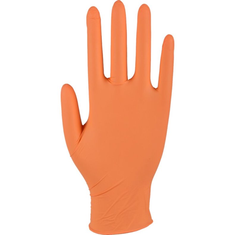 Unders�gelseshandske, ABENA Classic Sensitive, XS, orange, nitril, pudderfri