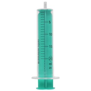 Spr�jte, Injekt, 20 ml, transparent, luer, excentrisk, 2 komponent, steril *Denne vare tages ikke retur*