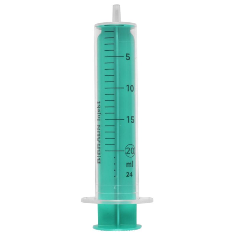 Spr�jte, Injekt, 20 ml, transparent, luer, excentrisk, 2 komponent, steril *Denne vare tages ikke retur*