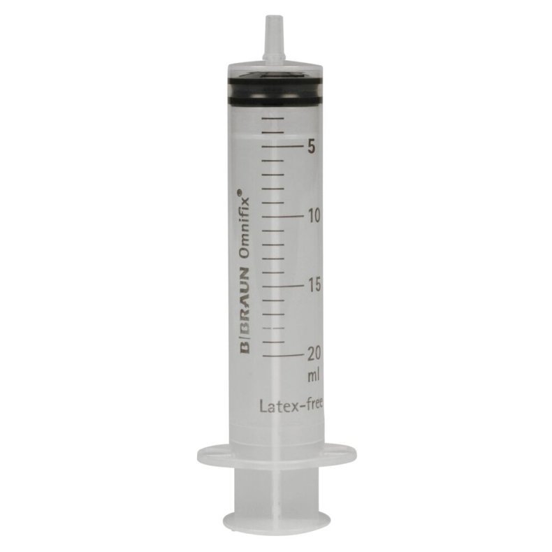 Spr�jte, Omnifix Solo, 20 ml, transparent, luer, excentrisk, 3 komponent, steril *Denne vare tages ikke retur*