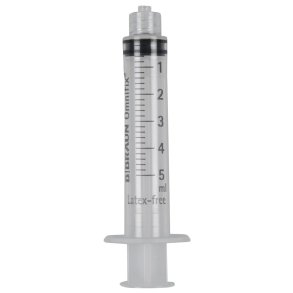 Spr�jte, Omnifix Solo, 5 ml, transparent, luer lock, centreret, 3 komponent, steril *Denne vare tages ikke retur*