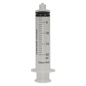 Spr�jte, Omnifix Solo, 20 ml, transparent, luer lock, centreret, 3 komponent, steril *Denne vare tages ikke retur*