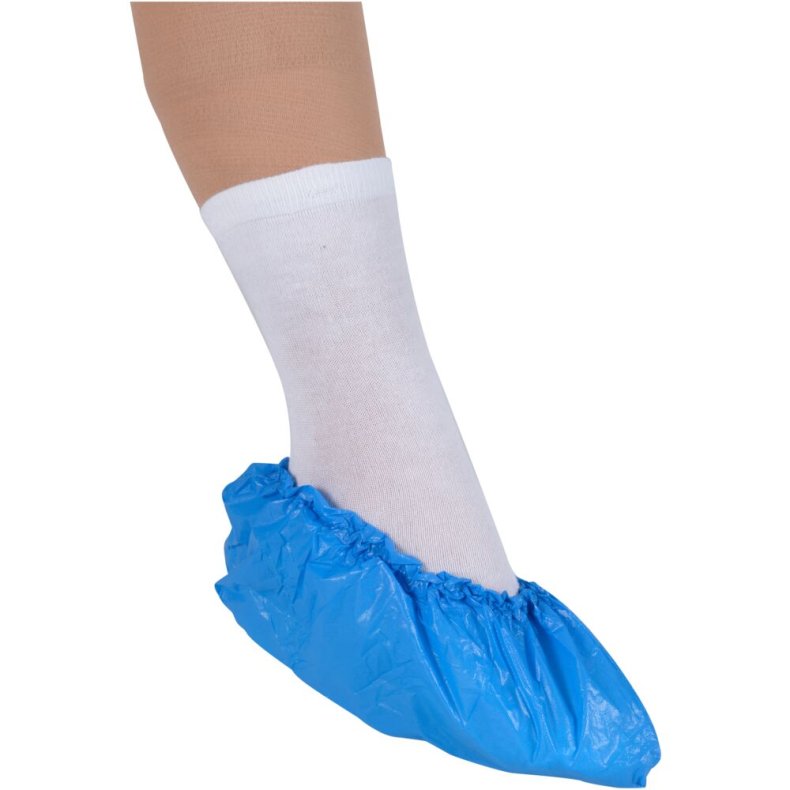 Overtr�kssko, ABENA, XL, 41x15cm, 75 micron, bl�, LDPE, usteril, engangs