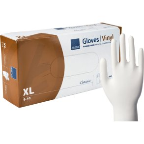 Unders�gelseshandske, ABENA Classic, XL, klar, vinyl, pudderfri