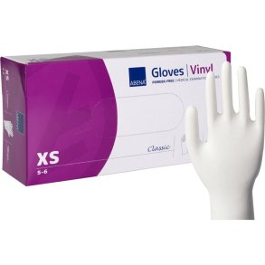 Unders�gelseshandske, ABENA Classic, XS, klar, vinyl, pudderfri