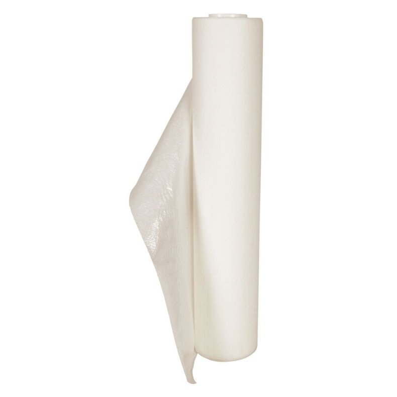 Lejepapir, neutral, 1-lags, 65m x 50cm, �9,5cm, hvid, PE/nyfiber, med PE-bel�gning, perforeret