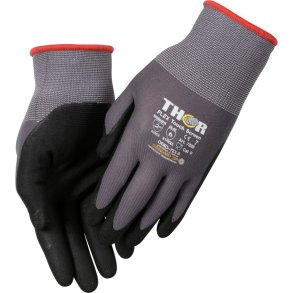 Nitrilhandske, fingerdyppet, THOR Flex, 8, sort, nitril/polyester, Spandex overh�nd